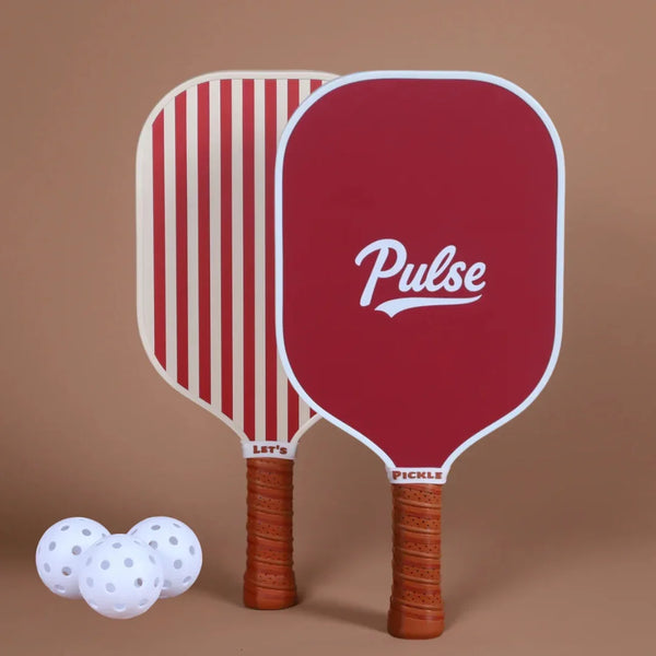 Cherry_Pickleball_Set_with_White_Pickleballs - Pulse Pickleball